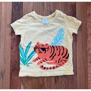Hanna Andersson Tiger T-Shirt with Yellow Background, 2T